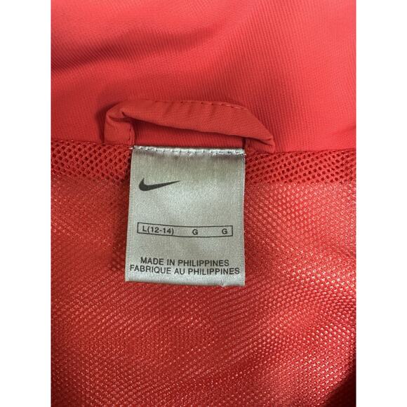 Vintage Nike Windbreaker Red Pullover Jacket Side & Sleeve Zips Large (12/14) - Picture 3 of 9